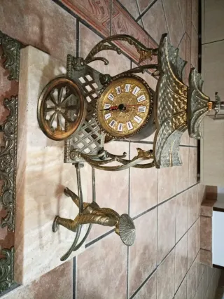 Reloj estilo oriental bronce y mármol sobremesa