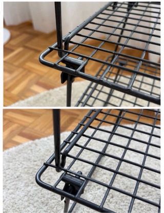 Zapatero/mesa auxiliar negro plegable metal IKEA.