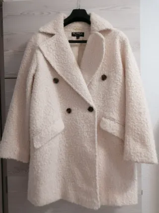 Abrigo lana mujer beige