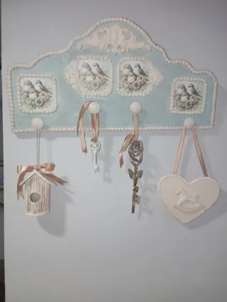 Perchero Vintage Pájaros y Flores