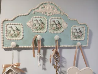 Perchero Vintage Pájaros y Flores