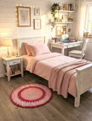 Alfombra artesanal de trapillo de algodon