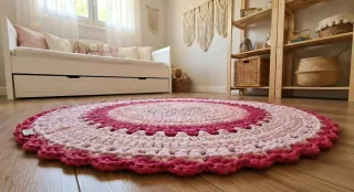 Alfombra artesanal de trapillo de algodon