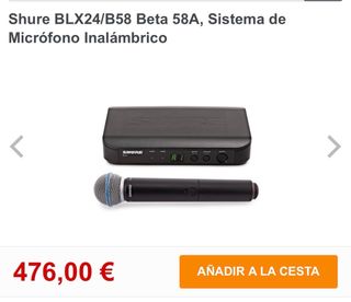 Shure BLX24/Beta 58A Micrófono Inalámbrico