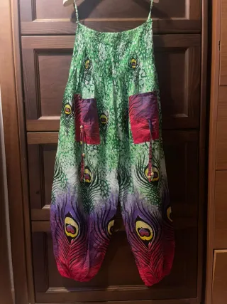 Pantalone donna fantasia pavone