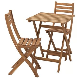 Mesa y 2 Sillas Terraza Madera Ikea