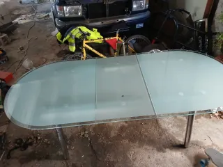 mesa de comedor de cristal extensible ni un roto