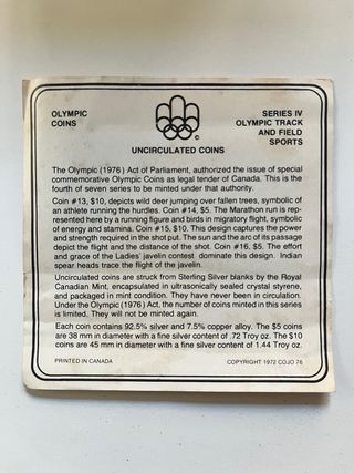 Lote monedas plata 900 Montreal 1976