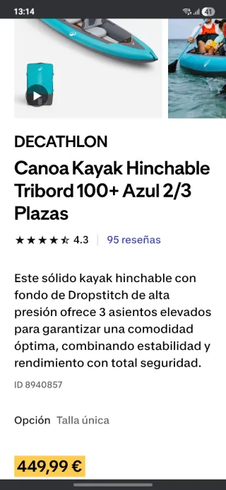 Kayak hinchable 3 personas