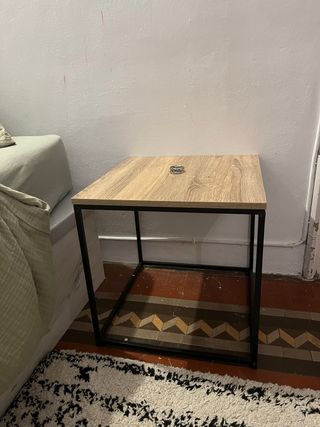 Mesita auxiliar de noche madera y metal