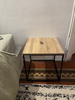 Mesita auxiliar de noche madera y metal