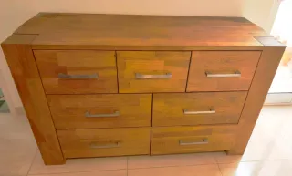 Cómoda de roble macizo, calidad, 8 cajones amplios