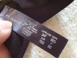 Sutiã Primark sem Aro 34F/90G Preto