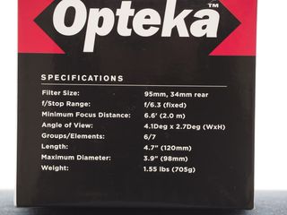 Objetivo Opteka 500MM. Objetivo catadioptrico.