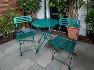Conjunto jardín Turquesa  Mesa y dos sillas
