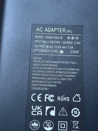 230W 19.5V 11.8A Cargador HP Omen 15 16 Transcend,