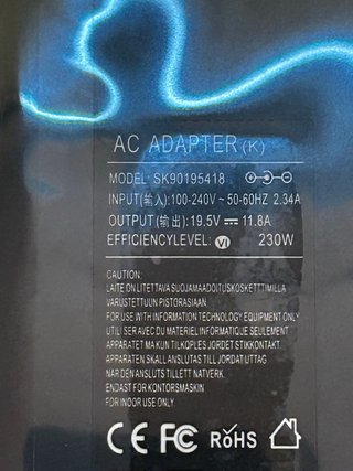 230W 19.5V 11.8A Cargador HP Omen 15 16 Transcend,