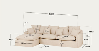 Sofá Cheeselong Tela Lino Beige