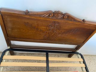 Cabecero y pie de cama antiguos madera de roble