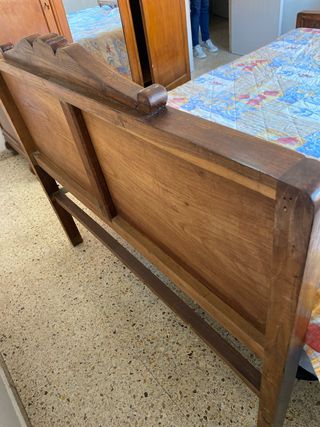 Cabecero y pie de cama antiguos madera de roble