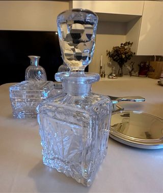 Juego de tocador cristal y plata