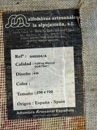 ALFOMBRA ARTESANAL ESPAÑOLA 100% DE PURA LANA VIRG
