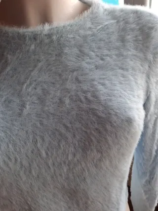 Jersey crop top peludo azul