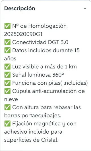 Baliza de Emergencia obligatoria, homologada DGT