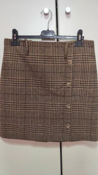 Gonna a quadri marrone