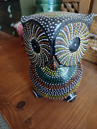 Búho Decorativo Madera África 20cm