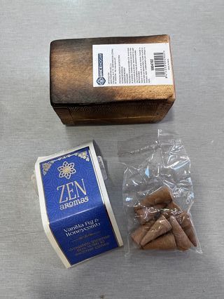 Caja Madera Porta Conos Incienso Vainilla