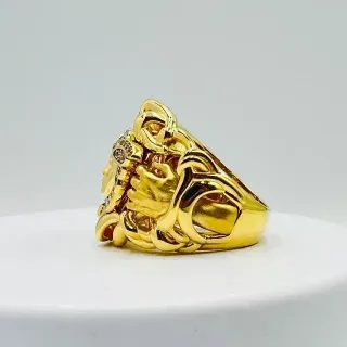SELLO MEDUSA MANOS CON CIRCON. Hueco. Oro 18k.