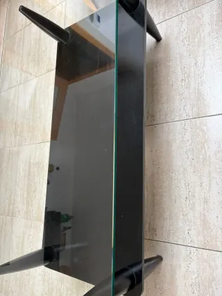 Mesa de centro cristal y madera