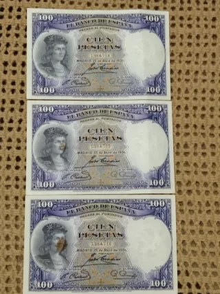 Billetes 100 Pesetas serie seguida