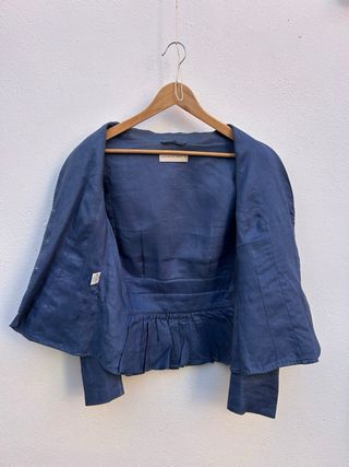 Chaqueta Lino Azul Purificación García