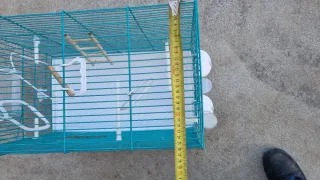 Gabbia per uccelli in turchese e bianco