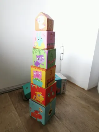 Lote juguetes madera, construcción y camión