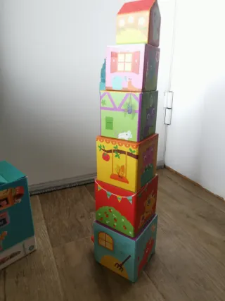 Lote juguetes madera, construcción y camión