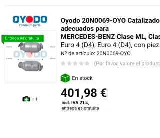 Catalizador Oyodo 20N0069-OYO Mercedes ML