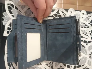 Portafoglio grigio scuro vellutato Nuovo