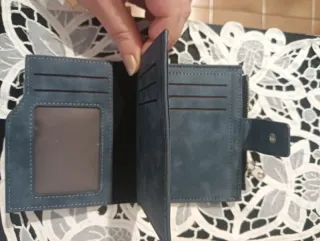 Portafoglio grigio scuro vellutato Nuovo