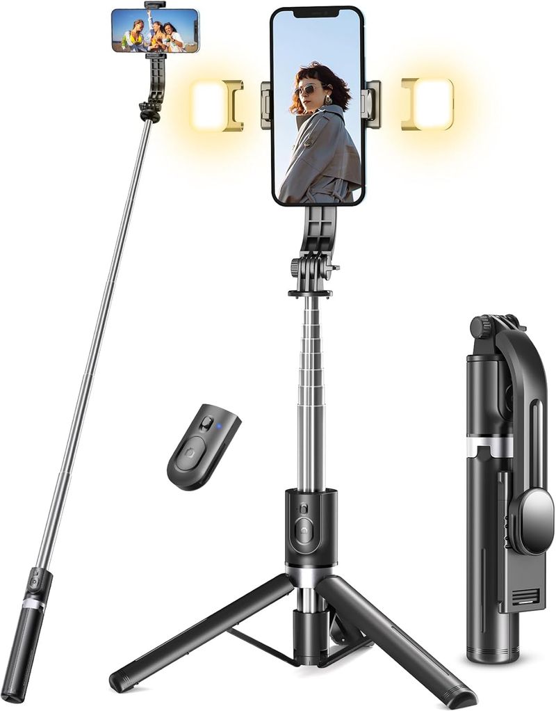Palo Selfie Trípode con 2 Luces LED