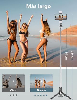 Palo Selfie Trípode con 2 Luces LED