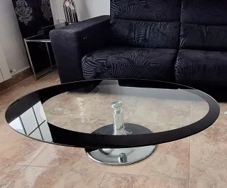 Mesa centro cristal y metal cromado
