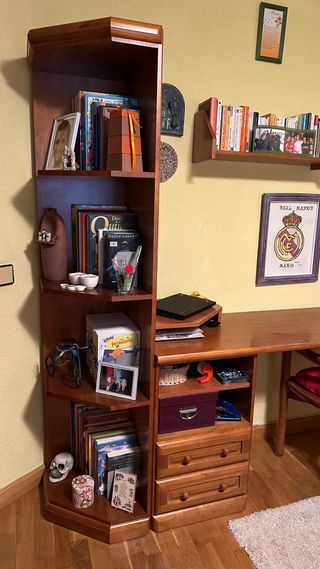 Dormitorio juvenil madera 2 camas + escritorio...