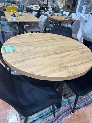 Mesa redonda extensible madera y metal