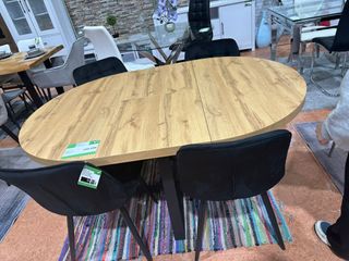 Mesa redonda extensible madera y metal