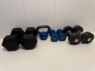 Pack Pesas Ejercicio: Mancuernas y Kettlebell