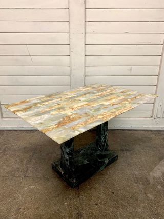 Mesa auxiliar de mármol verde y multicolor