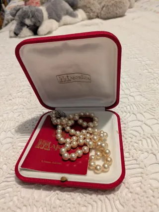 Collar de perlas antiguo Majorica, con certificado